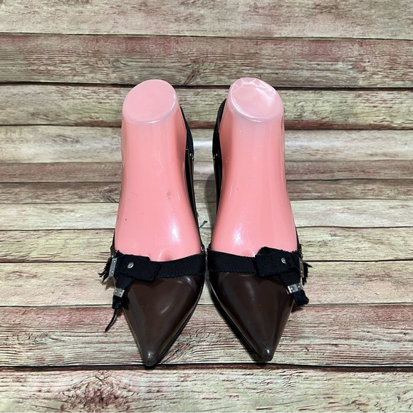 Prada Brown Patent Leather Pointer Heels Y2K - Picture 7 of 8